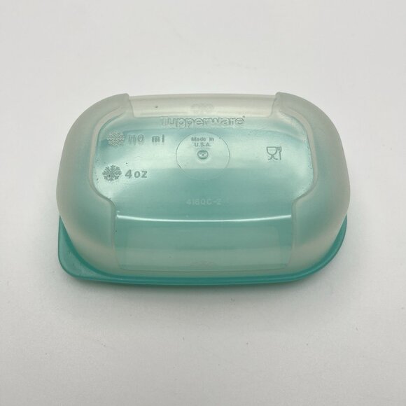 VTG Tupperware 4 oz Mini Snack Keeper 4160C Teal Lid Small Storage Container USA - Picture 4 of 5